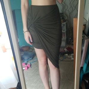 Draped olive skirt